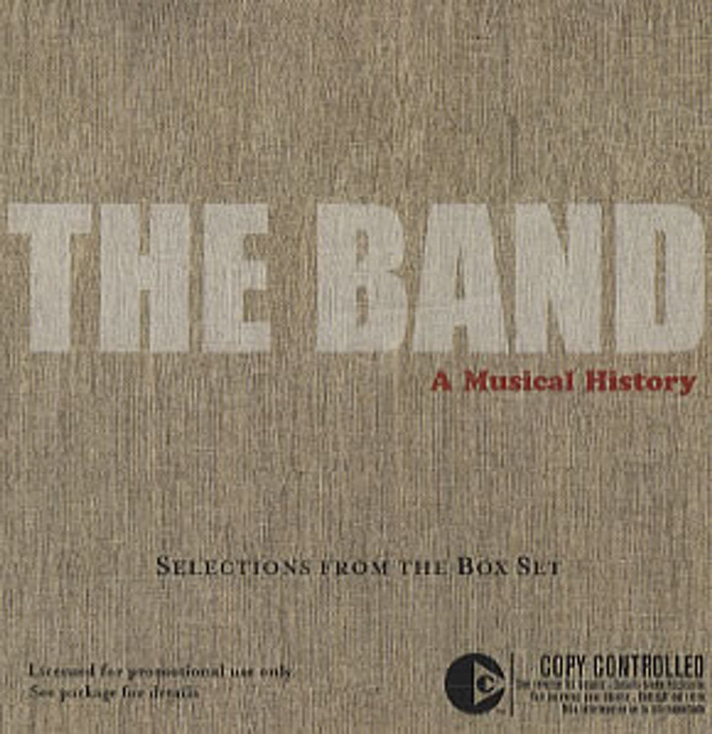 The Band A Musical History - Selections From The Box Set US Promo CD album (CDLP) 09463-32310-2-3