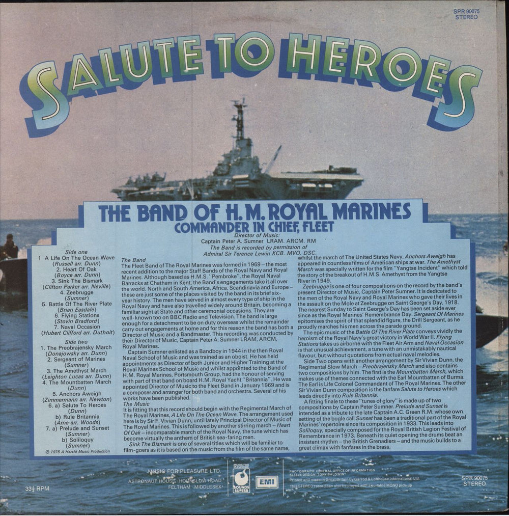 The Band Of H.M. Royal Marines Salute To Heroes UK vinyl LP album (LP record)