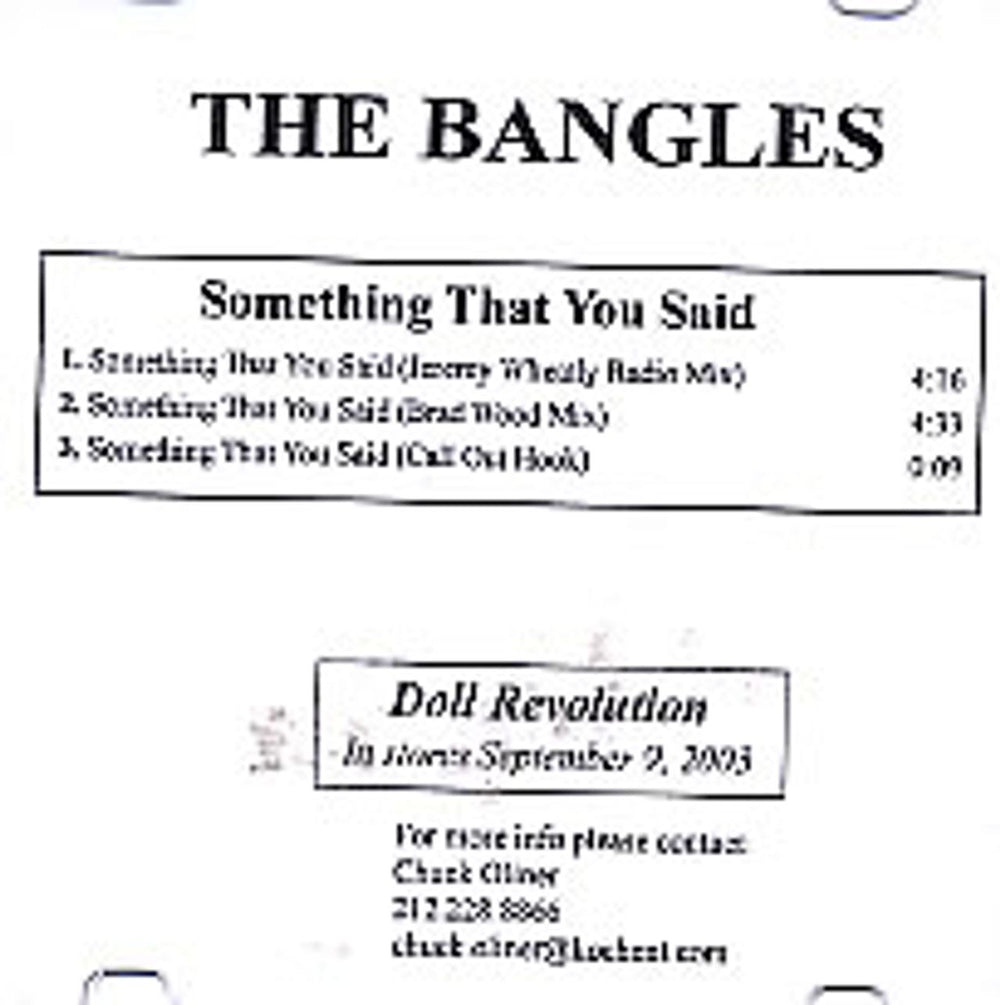 The Bangles Something That You Said US Promo CD-R acetate CDR ACETATE