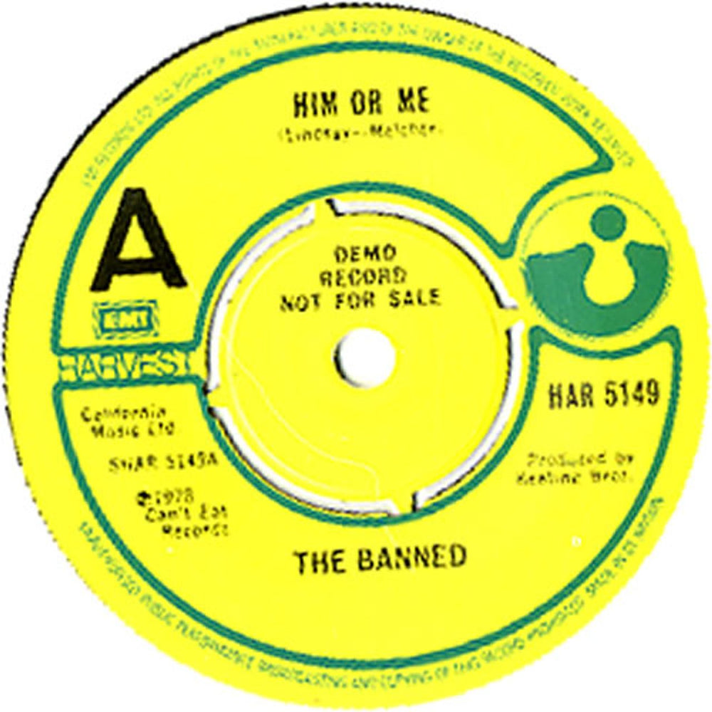 The Banned Him Or Me - A Label + p/s UK Promo 7" vinyl single (7 inch record / 45) NND07HI116507