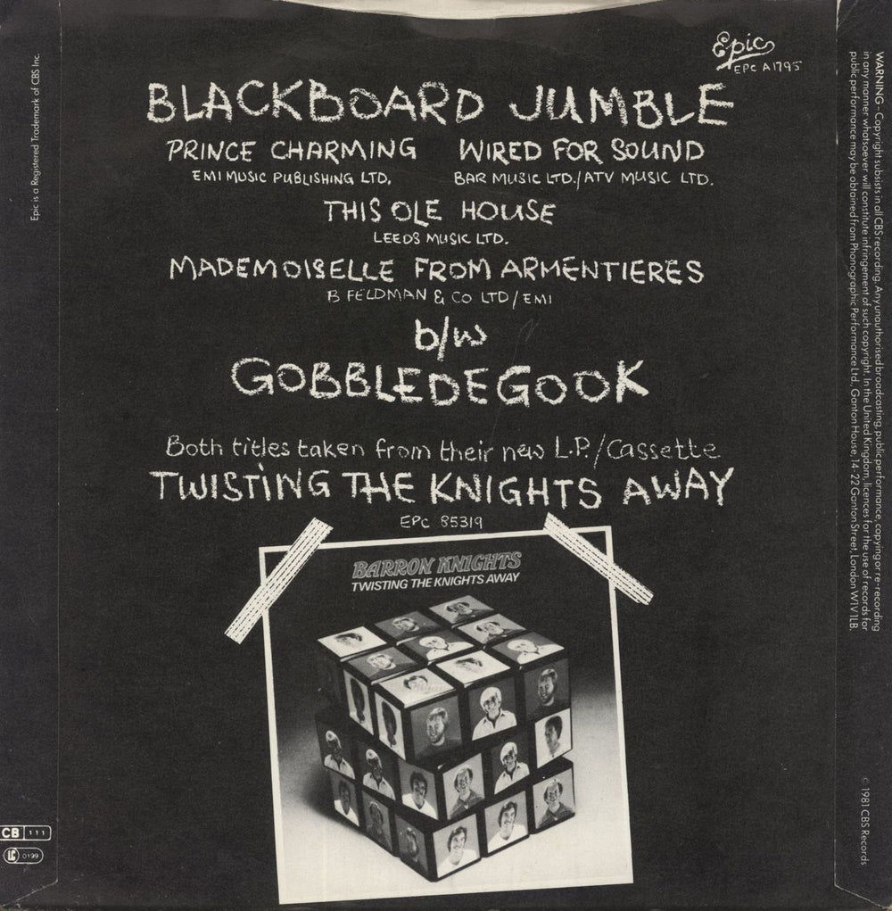 The Barron Knights Blackboard Jumble UK 7" vinyl single (7 inch record / 45)