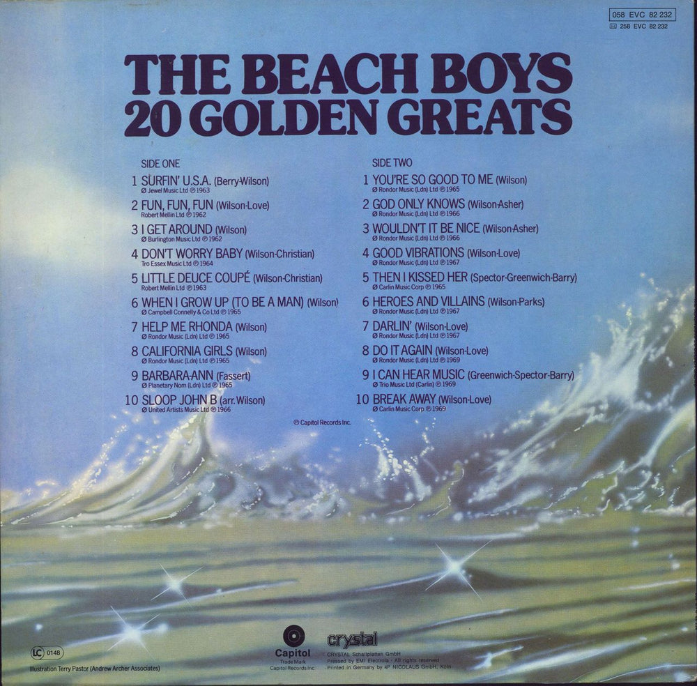 The Beach Boys 20 Golden Greats - laminated p/s German vinyl LP album (LP record)