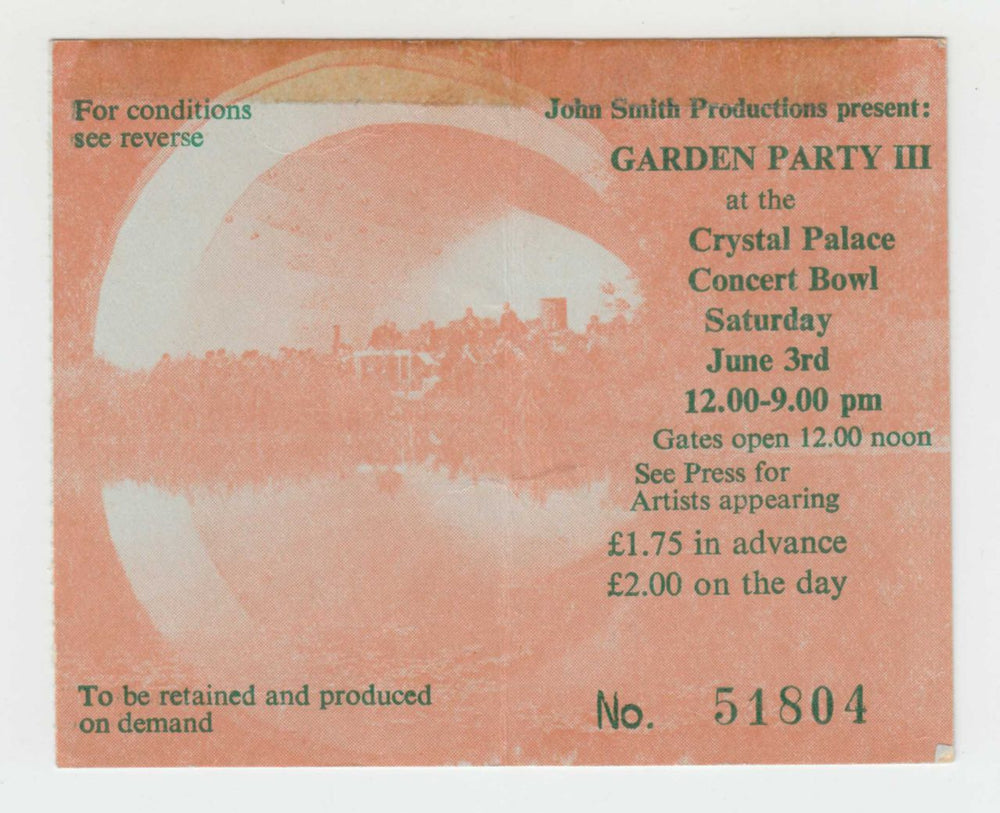 The Beach Boys Crystal Palace Bowl Garden Party III + Ticket Stub UK tour programme 1972