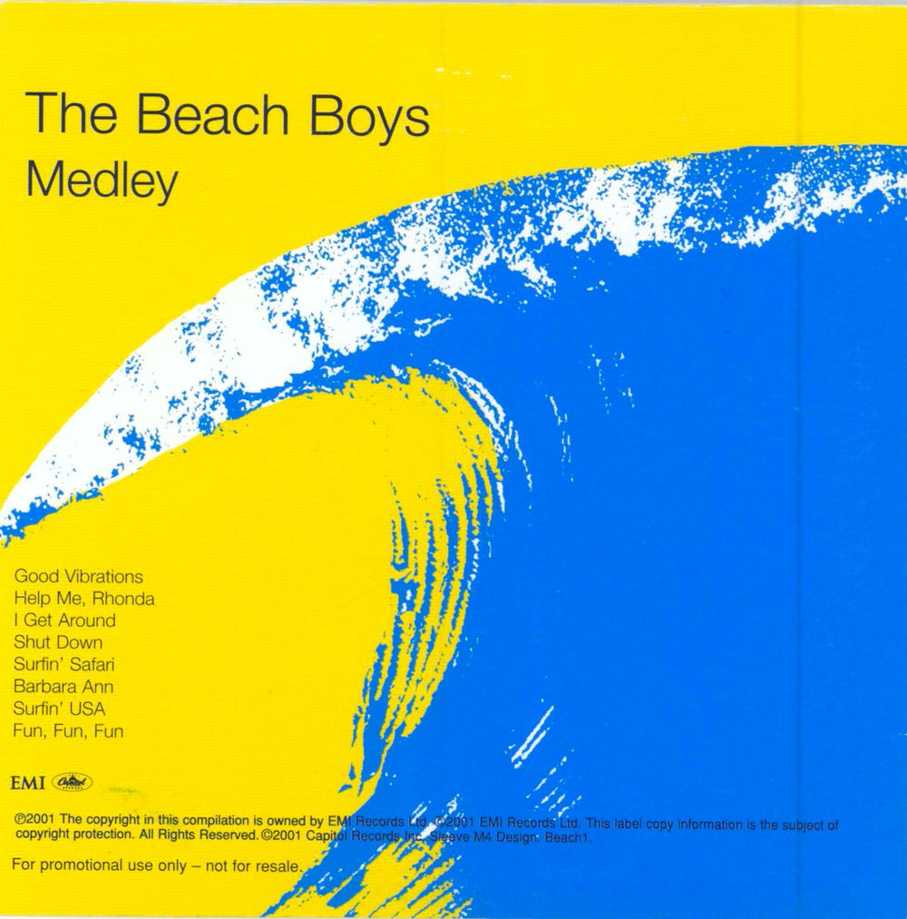 The Beach Boys Medley UK Promo CD album (CDLP) BBOCDME194667