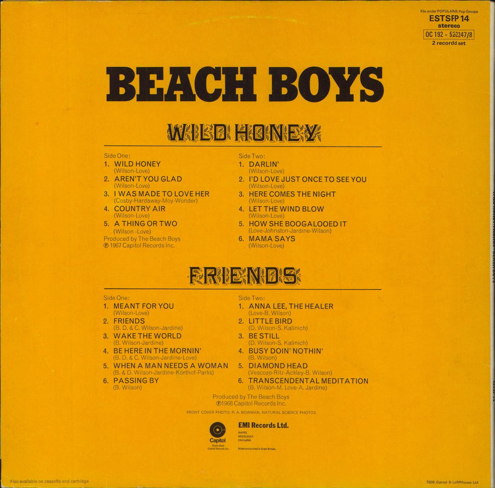 The Beach Boys Wild Honey / Friends - EX UK 2-LP vinyl record set (Double LP Album)