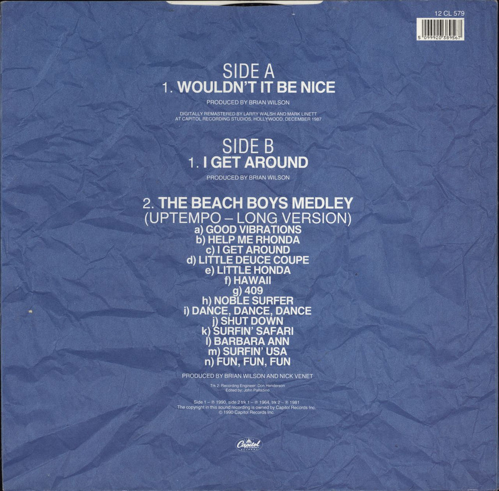 The Beach Boys Wouldn't It Be Nice UK 12" vinyl single (12 inch record / Maxi-single) 5099920389567