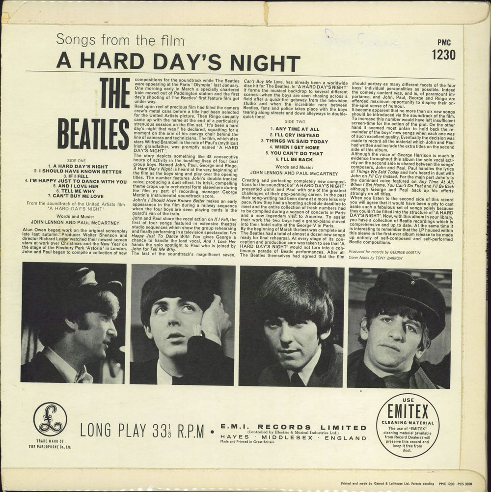 The Beatles A Hard Day's Night - 1st - G&L - woc UK vinyl LP album (LP record)