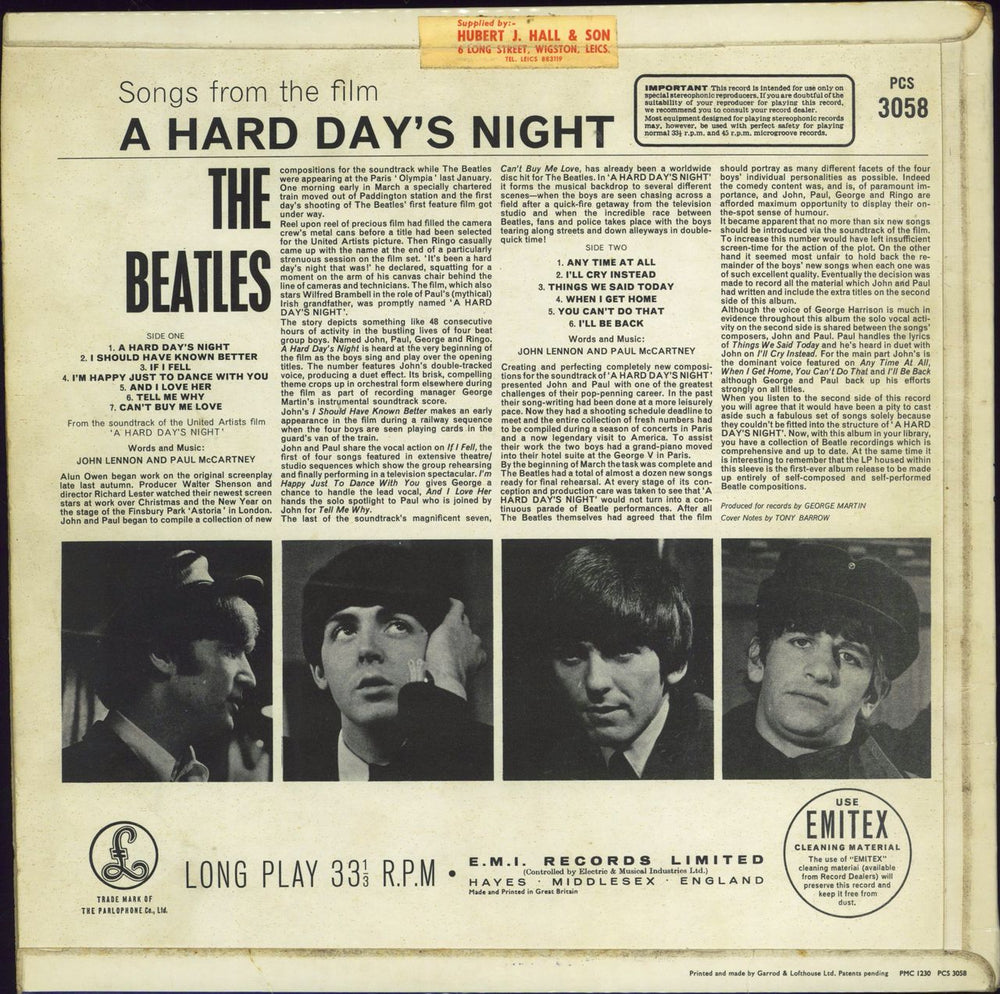 The Beatles A Hard Day's Night - 2nd - EX UK vinyl LP album (LP record)