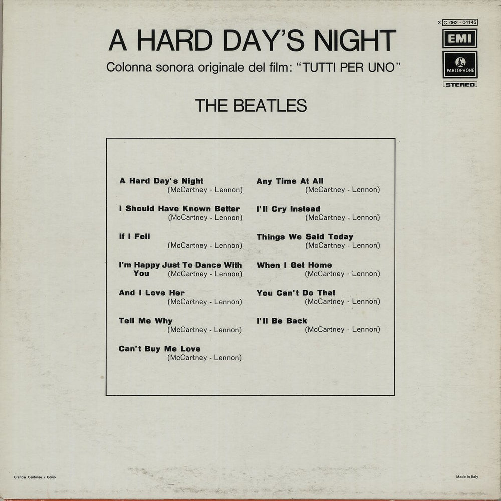 The Beatles A Hard Day's Night - Light Blue Label Italian vinyl LP album (LP record) BTLLPAH372572