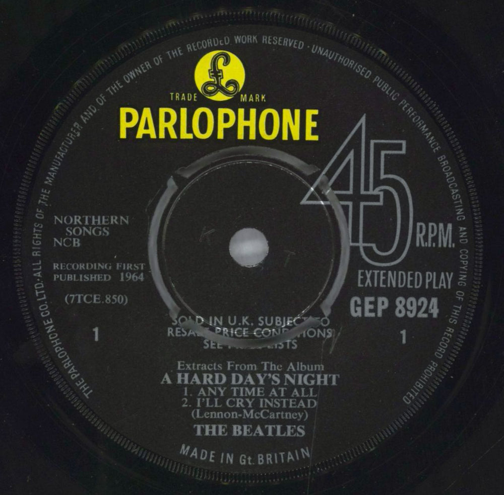 The Beatles A Hard Day's Night No. 2 EP - 1st UK 7" vinyl single (7 inch record / 45) BTL07AH500879