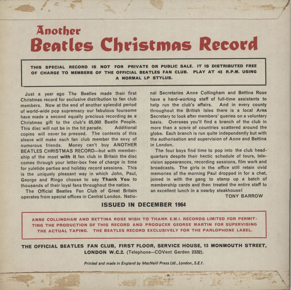 The Beatles Another Beatles Christmas Record - EX UK 7" vinyl single (7 inch record / 45) BTL07AN268402