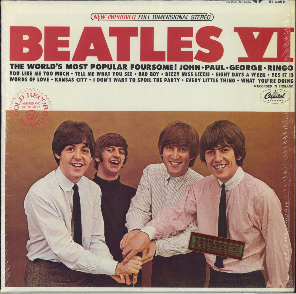 The Beatles Beatles VI - Peach - RIAA Seal US vinyl LP album (LP record) ST2358