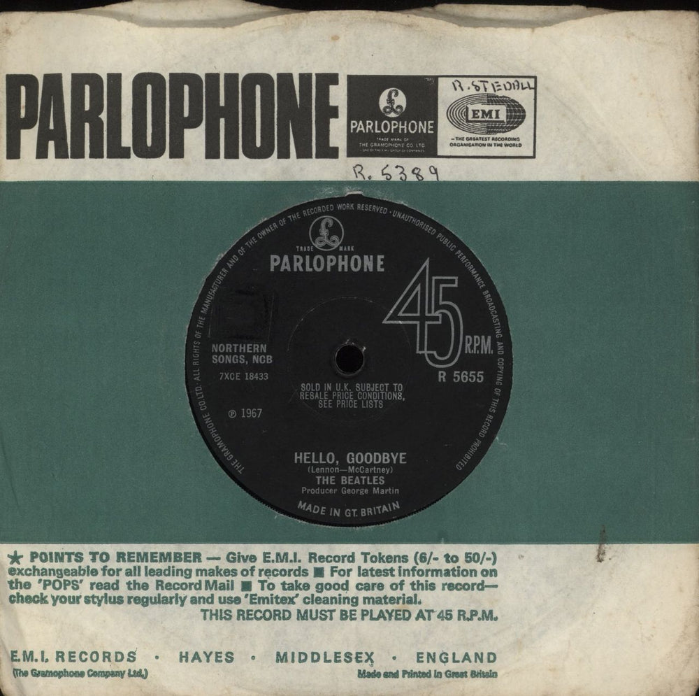 The Beatles Hello, Goodbye - 1st - Solid - EX UK 7" vinyl single (7 inch record / 45) R5655