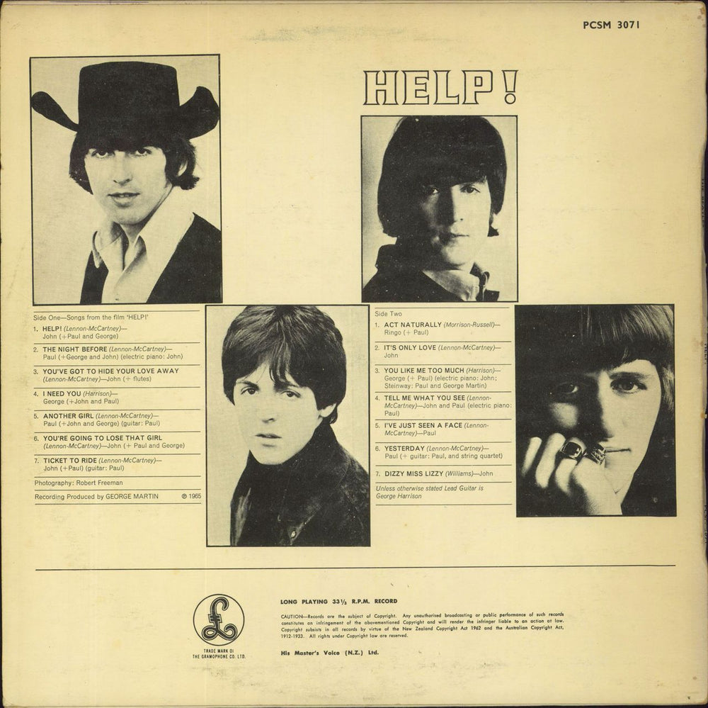 The Beatles Help! New Zealand vinyl LP album (LP record)