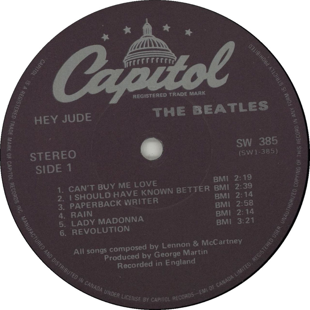 The Beatles Hey Jude - 80s Canadian vinyl LP album (LP record) BTLLPHE416423