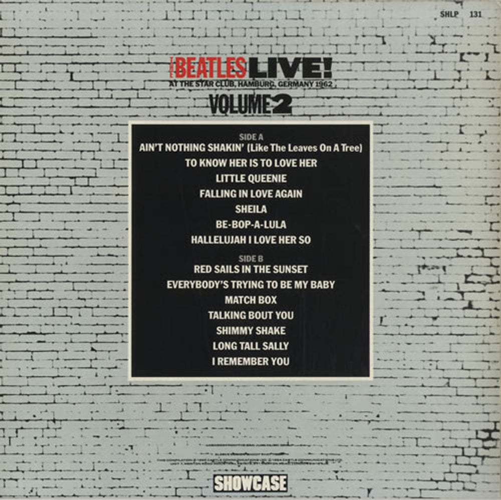 The Beatles Live At The Star Club, Hamburg, Germany 1962 - Volume 2 UK vinyl LP album (LP record) BTLLPLI519235