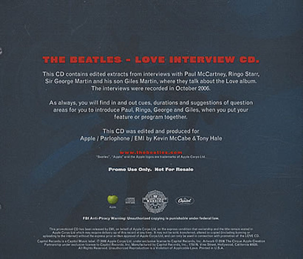 The Beatles Love Interview CD US Promo CD album (CDLP) BTLCDLO384002