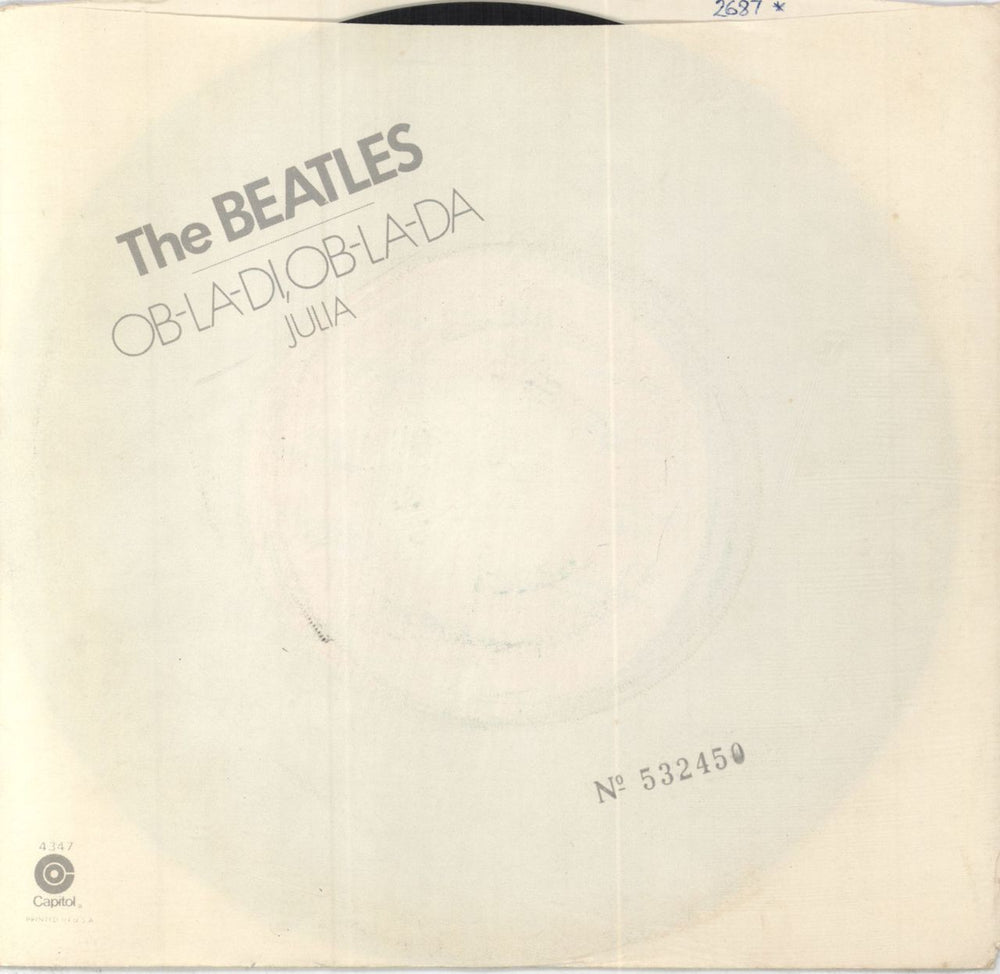 The Beatles Ob-La-Di Ob-La-Da - Orange Label US 7" vinyl single (7 inch record / 45) 4347