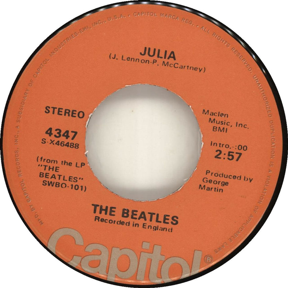 The Beatles Ob-La-Di Ob-La-Da - Orange Label US 7" vinyl single (7 inch record / 45) BTL07OB64475