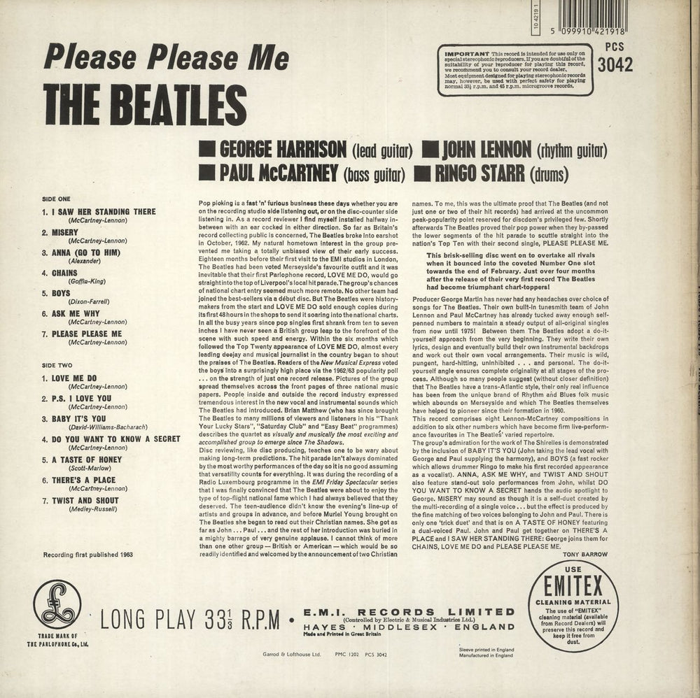 The Beatles Please Please Me - Barcoded UK vinyl LP album (LP record) 5099910421918