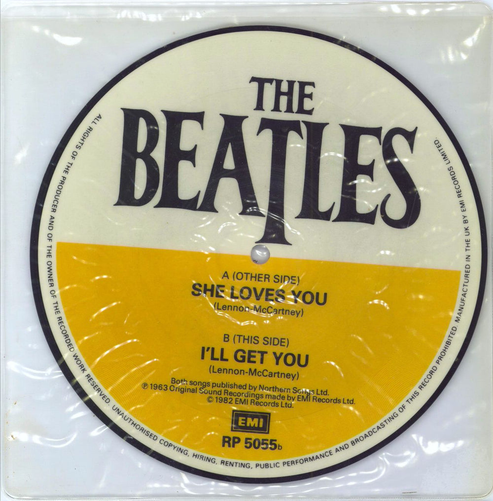 The Beatles She Loves You + Manufacturers Property UK 7" vinyl picture disc (7 inch picture disc single) BTL7PSH792787