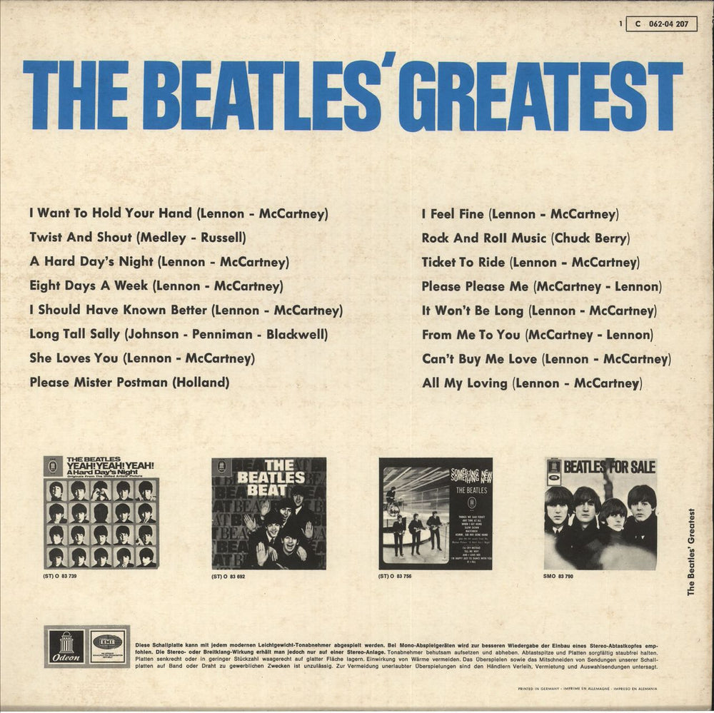 The Beatles The Beatles' Greatest - Blue Label German vinyl LP album (LP record)