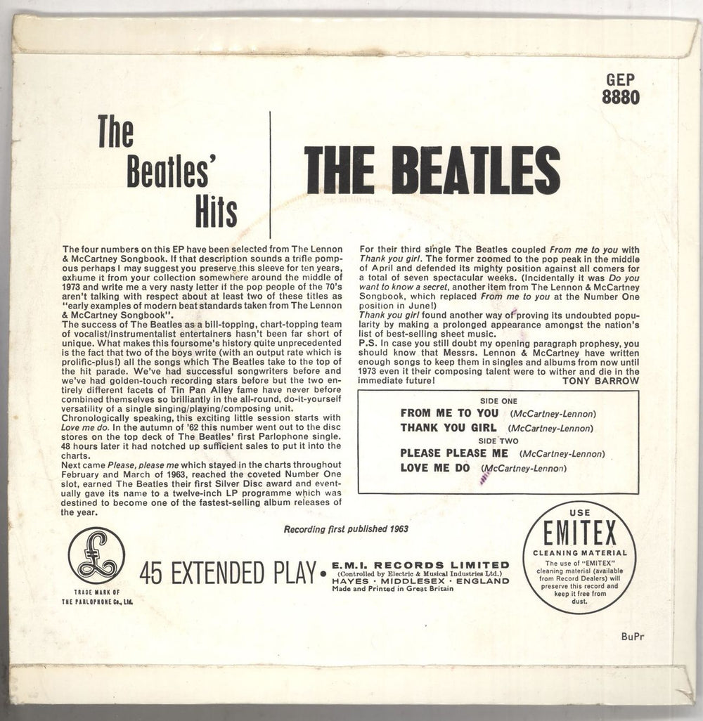 The Beatles The Beatles' Hits - 2nd - VG UK 7" vinyl single (7 inch record / 45) BTL07TH592542