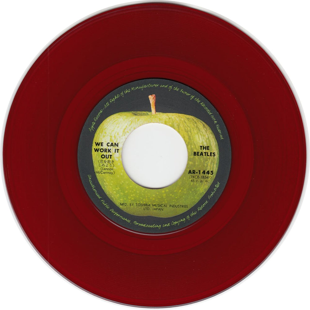 The Beatles We Can Work It Out - 4th Red Vinyl - ¥500 Stickered Japanese 7" vinyl single (7 inch record / 45) BTL07WE816926