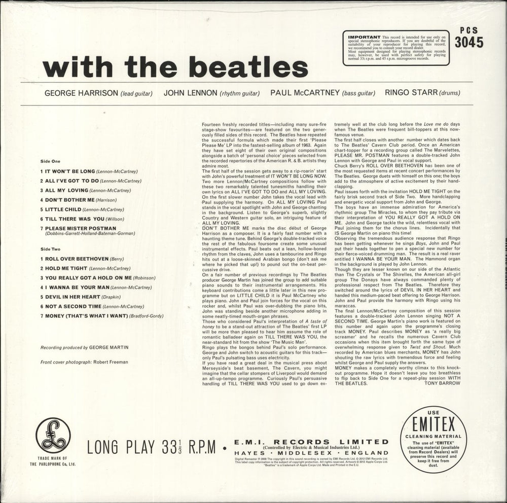 The Beatles With The Beatles: Remastered - 180gm Vinyl UK vinyl LP album (LP record) 094638242017