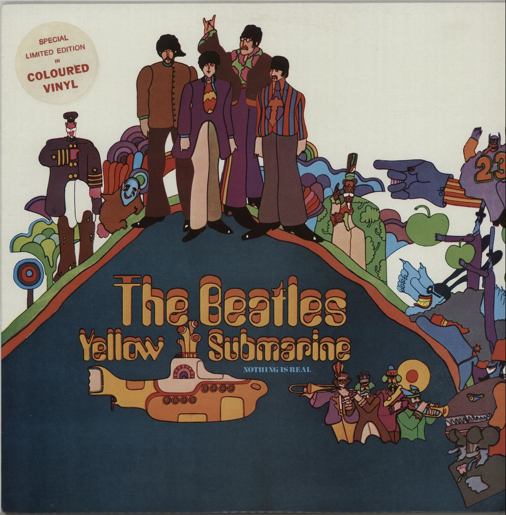 The Beatles Yellow Submarine - Yellow Vinyl - Hype Stickered Australian vinyl LP album (LP record) PCSO7070