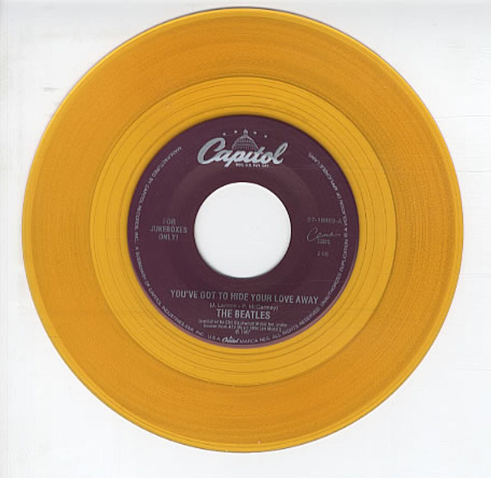 The Beatles You've Got To Hide Your Love Away - Gold - Jukebox US 7" vinyl single (7 inch record / 45) S7-18889