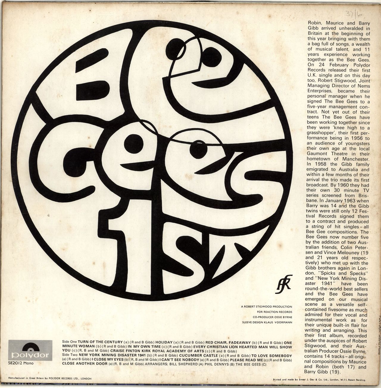 BEE GEES★Bee Gees 1st UK Polydor Mono オリジナル Bee Gees UK Discography | PopBopRocktilUDrop