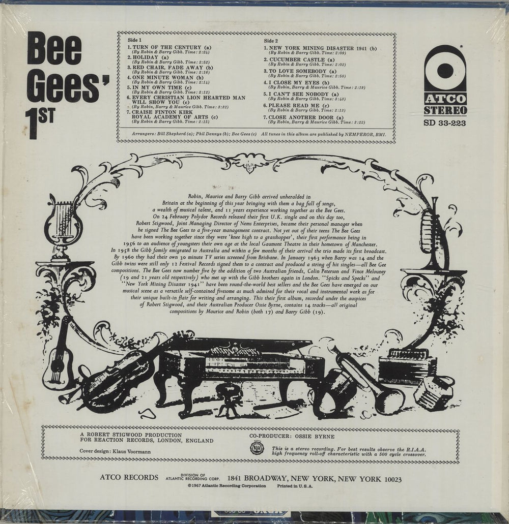 The Bee Gees Bee Gees' 1st - Holiday Hype Sticker & Shrink US vinyl LP album (LP record) BGELPBE685179