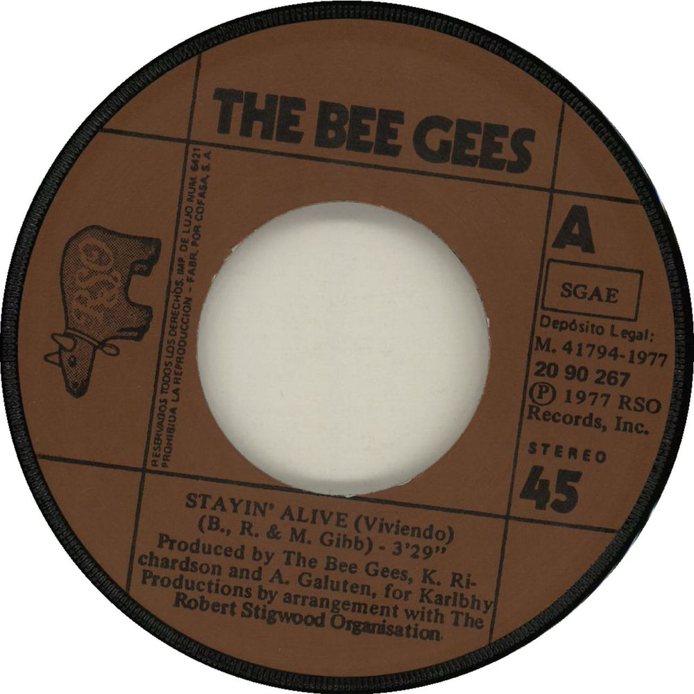 The Bee Gees Stayin' Alive - Viviendo Spanish 7" vinyl single (7 inch record / 45)