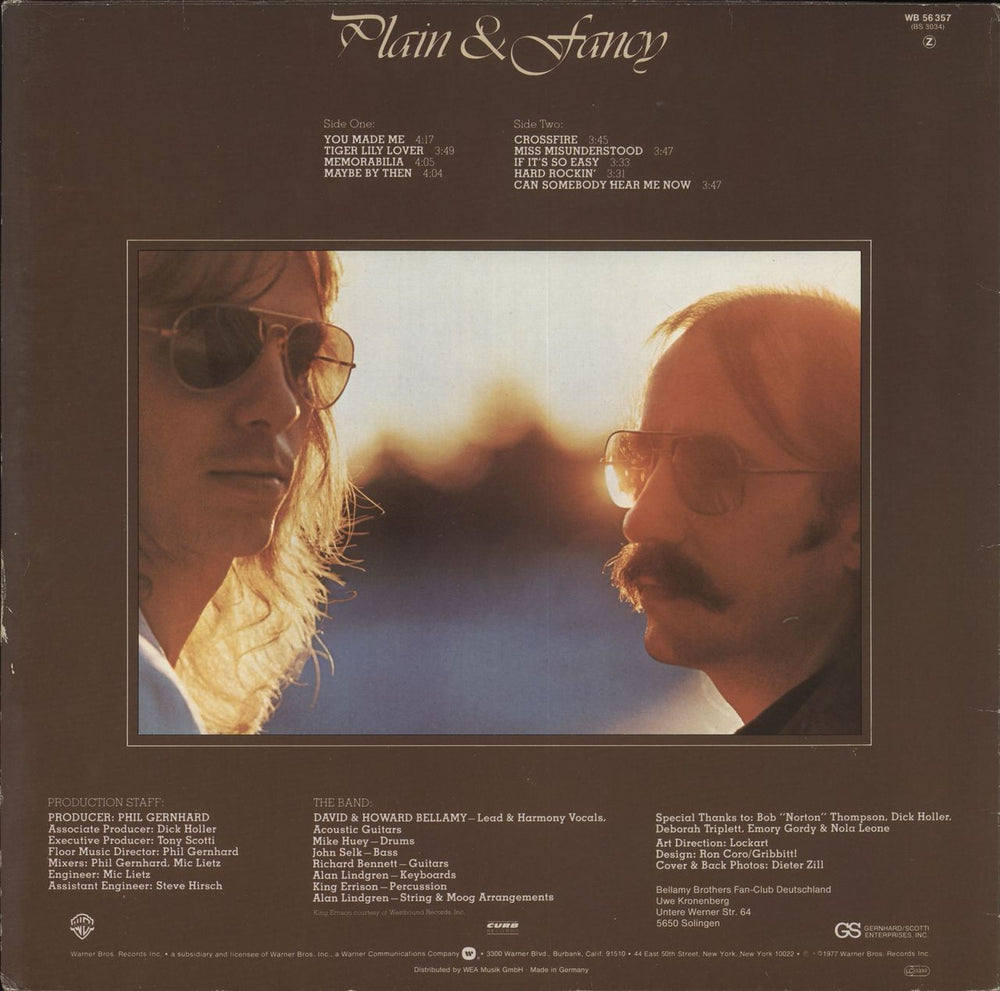 The Bellamy Brothers Plain & Fancy German vinyl LP album (LP record)