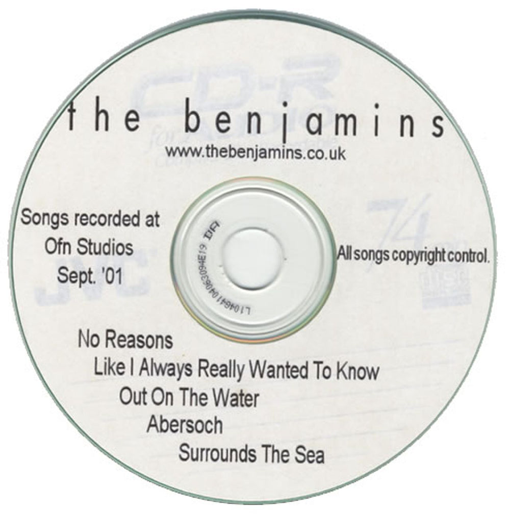 The Benjamins Songs Recorded At Ofn Studios Sept '01 UK Promo CD-R acetate CD-R ACETATE