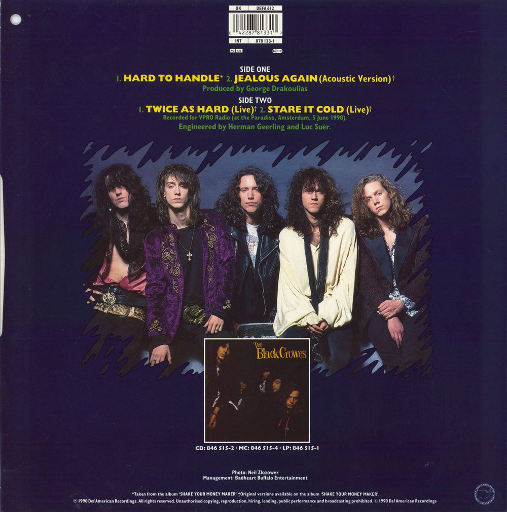 The Black Crowes Hard To Handle - EX UK 12" vinyl single (12 inch record / Maxi-single) 042287813317