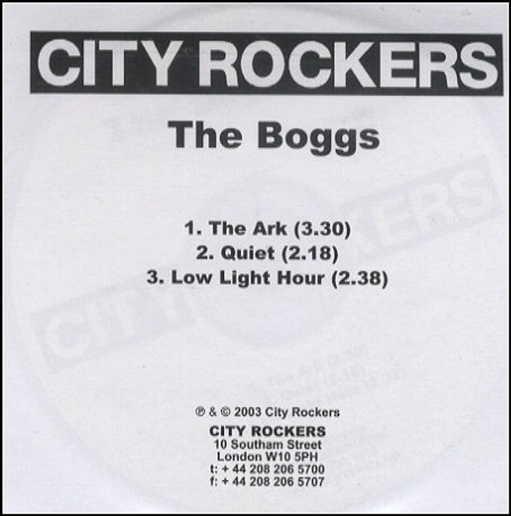 The Boggs The Ark UK Promo CD-R acetate CD-R ACETATE