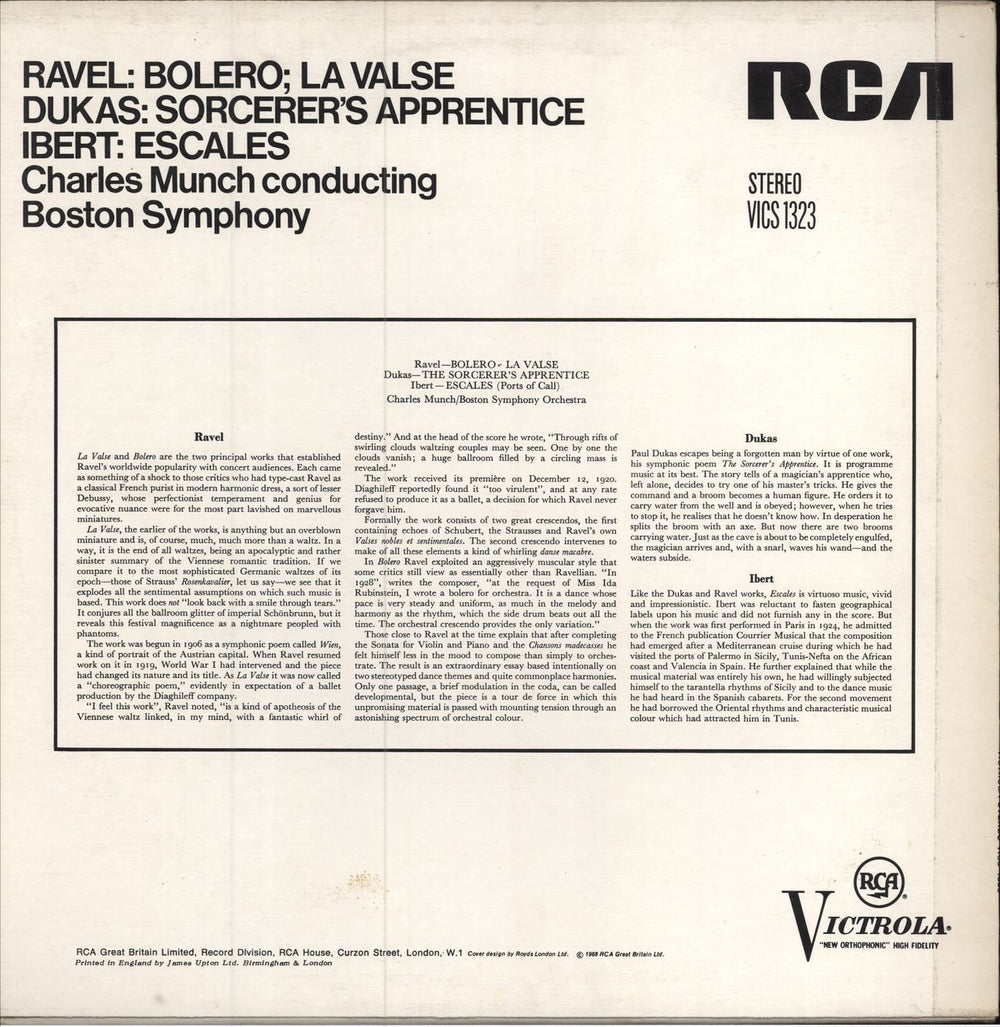The Boston Symphony Orchestra Bolero / La Valse / The Sorcerer´s Apprentice / Escales UK vinyl LP album (LP record)