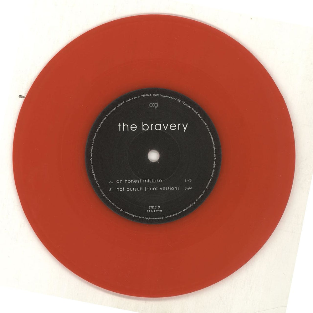 The Bravery An Honest Mistake - Red Vinyl UK 7" vinyl single (7 inch record / 45) TJ207AN319826