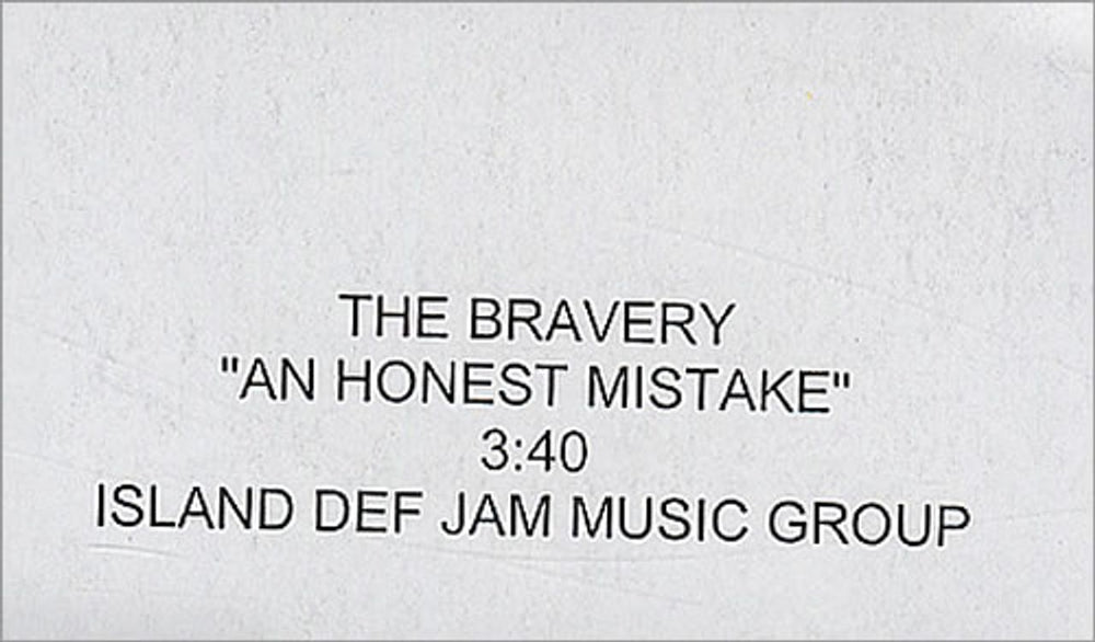 The Bravery An Honest Mistake US Promo video (VHS or PAL or NTSC) PROMO VIDEO