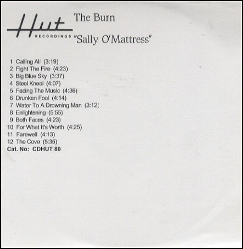 The Burn Sally O'Mattress UK Promo CD-R acetate CD-R ACETATE