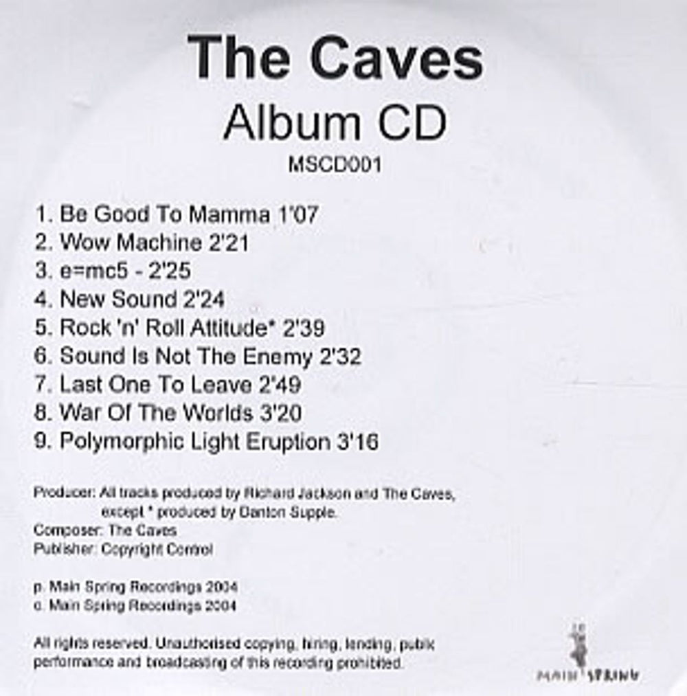 The Caves This Way To The Caves UK CD-R acetate CD-R ACETATE