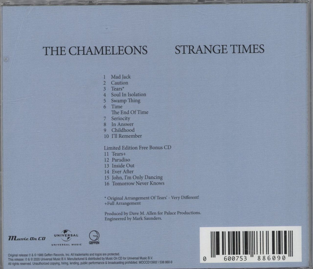 The Chameleons Strange Times UK CD album (CDLP) 600753886090