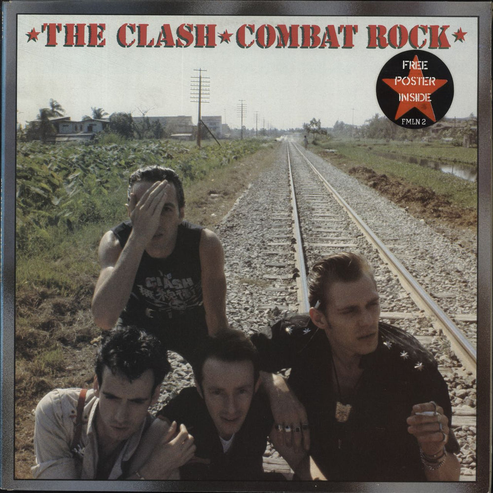 The Clash Combat Rock - Stickered + Rectangular Poster - EX UK vinyl LP album (LP record) FMLN2