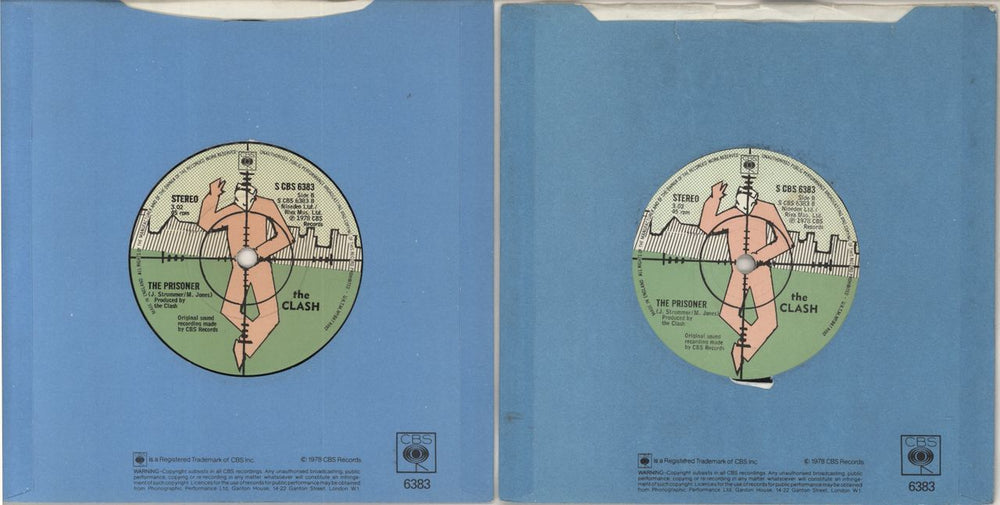 The Clash (White Man) In Hammersmith Palais - Set Of Four Picture Labels/Die-cut Sleeves UK 7" vinyl single (7 inch record / 45)