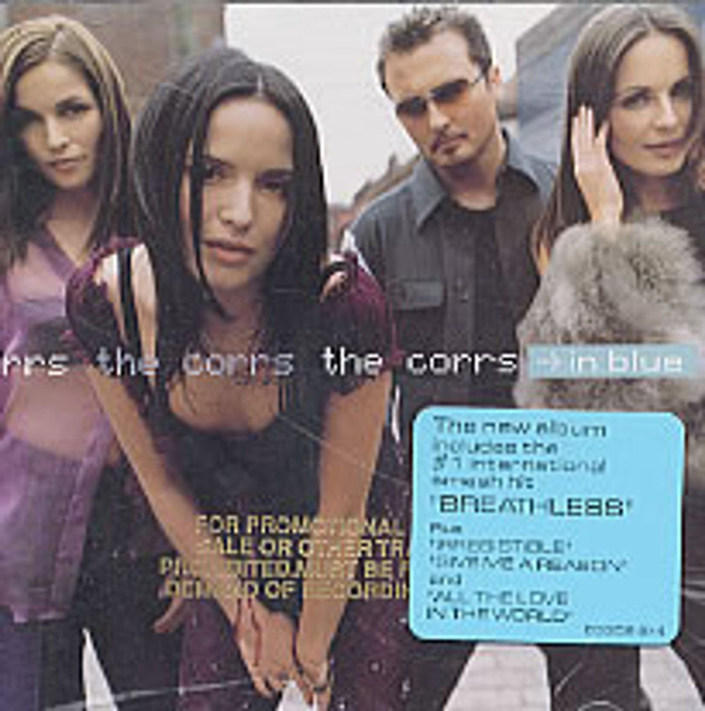 The Corrs In Blue - gold promo stamped p/s US Promo CD album (CDLP) 83352-2