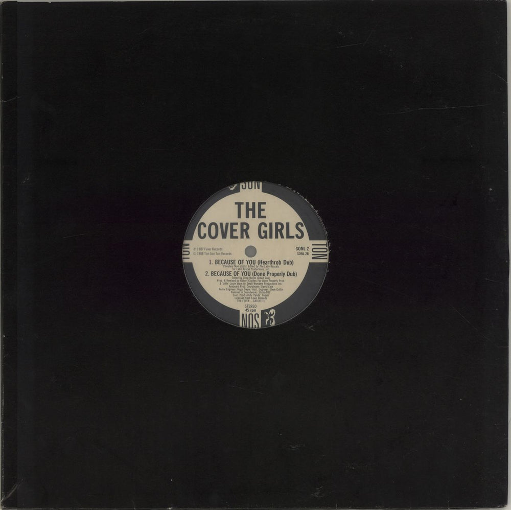 The Cover Girls (US) Because Of You US 12" vinyl single (12 inch record / Maxi-single) SONL2