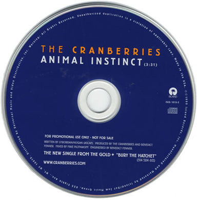 The Cranberries Animal Instinct US Promo CD single (CD5 / 5") ISCD1015