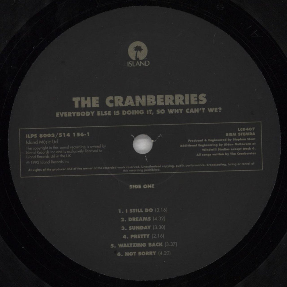 The Cranberries Everybody Else Is Doing It So Why Can't We? - Un-numbered UK vinyl LP album (LP record) CRBLPEV263235